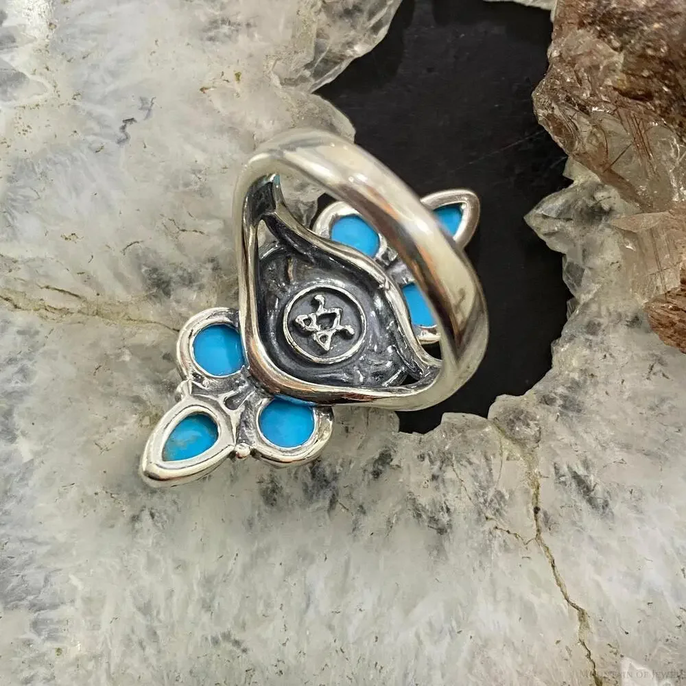 Carolyn Pollack Sterling Silver Sleeping Beauty Turquoise Decorated Cluster Ring